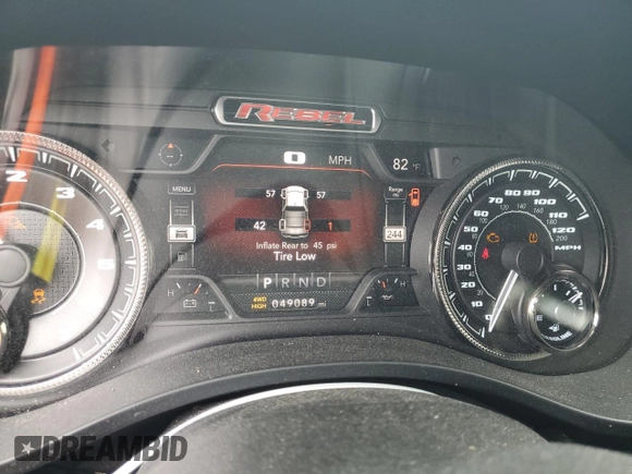 2020 Ram 1500 Rebel with VIN 1C6SRFLT5LN408810, listed as a Copart auction lot 56894725 with 49,089 mi miles and Salvage title. Bid and sale history available at DreamBid. Image 9.