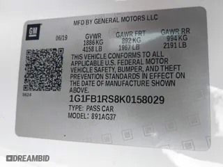 2019 Chevrolet Camaro 1LT with VIN 1G1FB1RS8K0158029, listed as a IAAI auction lot 41039740 with 141,172 mi miles. Bid and sale history available at carsss.com. Image 9.