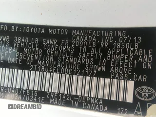 2013 Toyota Corolla L with VIN 2T1BU4EE0DC121177, listed as a IAAI auction lot 41759228 with 129,289 mi miles. Bid and sale history available at carsss.com. Image 9.