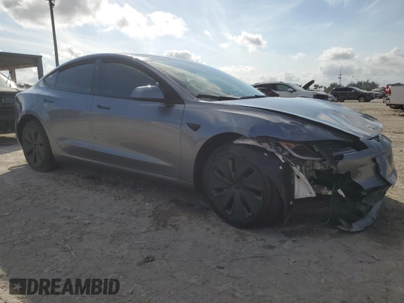 2025 Tesla Model 3 Long Range with VIN 5YJ3E1EA9SF918209, listed as a Copart auction lot 41908235 with Not provided miles and Salvage title. Bid and sale history available at DreamBid. Image 4.