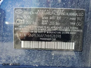 2017 Hyundai Sonata 2.4L with VIN 5NPE24AF7HH528398, listed as a Copart auction lot 53679395 with 104,587 mi miles and Salvage Title. Bid and sale history available at carsss.com. Image 13.