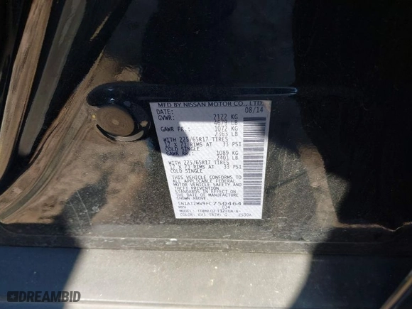 2015 Nissan Rogue SV with VIN 5N1AT2MV9FC750464, listed as a IAAI auction lot 41694397 with 200754 miles. Bid and sale history available at carsss.com. Image 9.