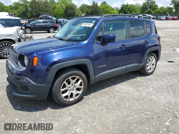 2017 Jeep Renegade Latitude with VIN ZACCJABB7HPE45338, listed as a Copart auction lot 56951665 with 168,286 mi miles and Salvage title. Bid and sale history available at DreamBid. Image 1.