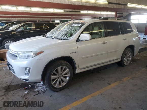 2013 Toyota Highlander Hybrid Limited with VIN JTEDC3EH9D2014297, listed as a Copart auction lot 45854775 with 0 mi miles and Salvage Title. Bid and sale history available at carsss.com. Image 1.