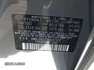 2022 Hyundai Sonata Hybrid Blue with VIN KMHL24JJ5NA037502, listed as a IAAI auction lot 40975379 with 69,018 mi miles. Bid and sale history available at carsss.com. Image 9.