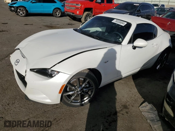 2021 Mazda MX-5 Miata Grand Touring with VIN JM1NDAM77M0455019, listed as a Copart auction lot 78058694 with 12,363 mi miles and Salvage title. Bid and sale history available at DreamBid. Image 1.