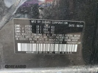 2022 Subaru Impreza with VIN 4S3GTAB60N3726010, listed as a Copart auction lot 54235255 with 23,521 mi miles and Salvage Title. Bid and sale history available at carsss.com. Image 12.