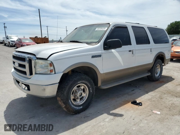 2005 Ford Excursion Eddie Bauer z VIN 1FMNU45S55EB52633, wystawiony jako Copart lot #56335435 z przebiegiem Nie podano mil oraz Czysty tytuł • Clean title. Historia ofert i sprzedaży dostępna na DreamBid. Obrazek 1.
