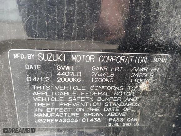 2012 Suzuki Kizashi SE with VIN JS2RE9A30C6101438, listed as a Copart auction lot 81747304 with 155,076 mi miles and Salvage Title. Bid and sale history available at carsss.com. Image 12.
