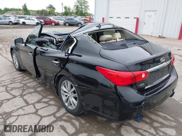2015 Infiniti Q50 Premium with VIN JN1BV7AR8FM396828, listed as a IAAI auction lot 42313019 with 130,707 mi miles and . Bid and sale history available at DreamBid. Image 3.