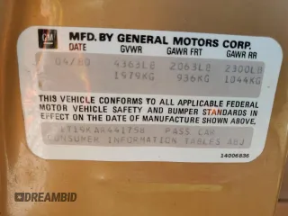 1980 Chevrolet Malibu с VIN 1T19KAR441758, выставлен на аукционе Copart как лот 43595485 с пробегом 81 387 миль миль и Списание • Salvage title. История ставок и продаж доступна на DreamBid. Изображение 12.