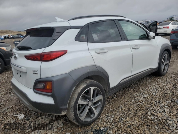 2019 Hyundai Kona Ultimate with VIN KM8K5CA51KU221572, listed as a Copart auction lot 85927904 with 0 mi miles and Salvage Title. Bid and sale history available at carsss.com. Image 3.