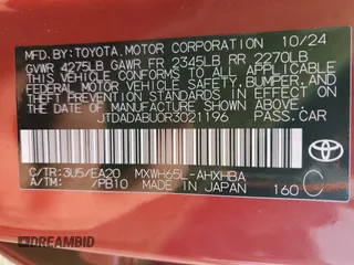 2024 Toyota Prius LE with VIN JTDADABU0R3021196, listed as a Copart auction lot 44569245 with 369 mi miles and Salvage Title. Bid and sale history available at carsss.com. Image 12.