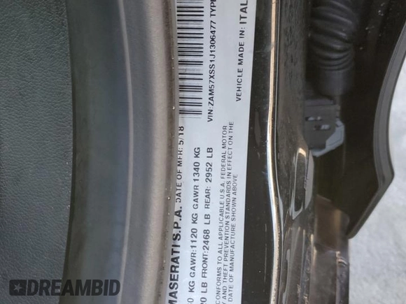 2018 Maserati Ghibli GranSport with VIN ZAM57XSS1J1306477, listed as a Copart auction lot 46716285 with 50,183 mi miles and Salvage Title. Bid and sale history available at carsss.com. Image 15.