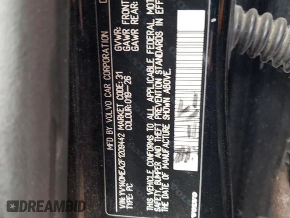 2015 Volvo V60 z VIN YV140MEA2F1209442, wystawiony jako Copart lot #54936914 z przebiegiem Nie podano mil oraz Szkoda całkowita • Salvage title. Historia ofert i sprzedaży dostępna na DreamBid. Obrazek 12.