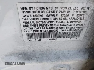 2013 Acura ILX Premium z VIN 19VDE1F54DE010709, wystawiony jako IAAI lot #42433260 z przebiegiem 243 436 mil mil oraz . Historia ofert i sprzedaży dostępna na DreamBid. Obrazek 9.
