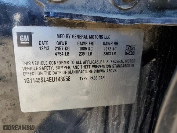 2014 Chevrolet Impala LTZ with VIN 1G1145SL4EU143958, listed as a Copart auction lot 88620395 with 173,716 mi miles and Salvage Title. Bid and sale history available at carsss.com. Image 14.