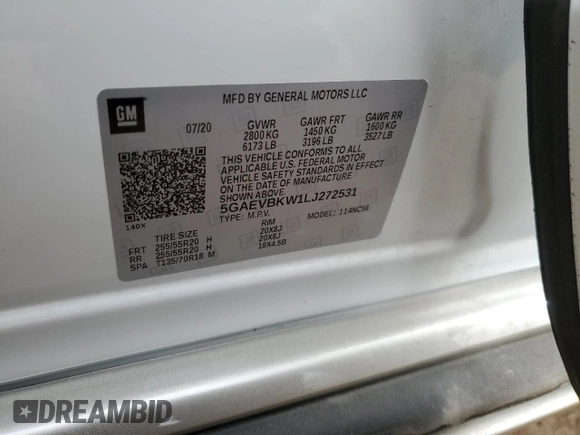 2020 Buick Enclave Premium with VIN 5GAEVBKW1LJ272531, listed as a Copart auction lot 44771975 with 34,321 mi miles and Salvage Title. Bid and sale history available at carsss.com. Image 13.