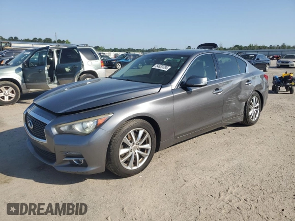 2014 Infiniti Q50 z VIN JN1BV7AR5EM704360, wystawiony jako Copart lot #54883795 z przebiegiem 156 301 mil mil oraz Szkoda całkowita • Salvage title. Historia ofert i sprzedaży dostępna na DreamBid. Obrazek 1.