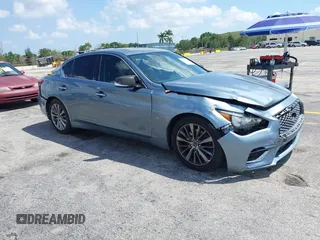 2018 Infiniti Q50 Luxe with VIN JN1EV7AP5JM590494, listed as a IAAI auction lot 41936520 with 101,580 mi miles and . Bid and sale history available at carsss.com. Image 1.
