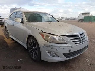 2013 Hyundai Genesis 5.0L R-Spec with VIN KMHGC4DH3DU227870, listed as a IAAI auction lot 41361110 with 104,753 mi miles. Bid and sale history available at carsss.com. Image 1.