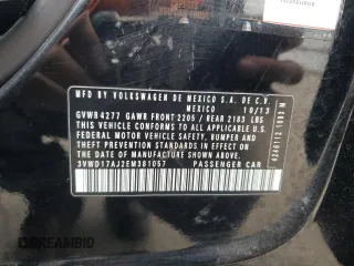 2014 Volkswagen Jetta SE with VIN 3VWD17AJ2EM381057, listed as a Copart auction lot 54267475 with 187,770 mi miles and Salvage title. Bid and sale history available at DreamBid. Image 12.