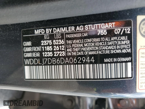 2013 Mercedes-Benz CLS 550 с VIN WDDLJ7DB6DA062944, выставлен на аукционе Copart как лот 52528195 с пробегом 116 094 миль миль и Списание • Salvage title. История ставок и продаж доступна на DreamBid. Изображение 12.