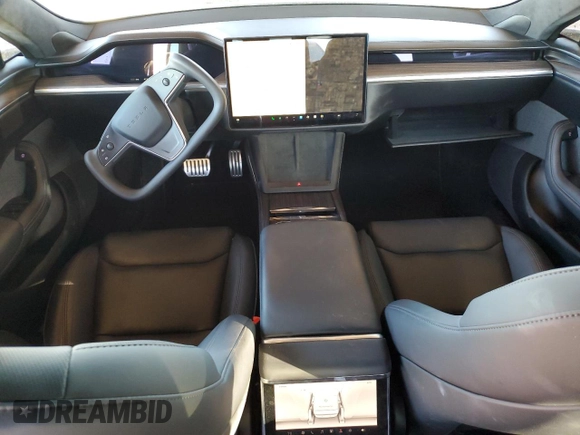 2022 Tesla Model S with VIN 5YJSA1E51NF464763, listed as a Copart auction lot 43559465 with 36,079 mi miles and Salvage title. Bid and sale history available at DreamBid. Image 8.