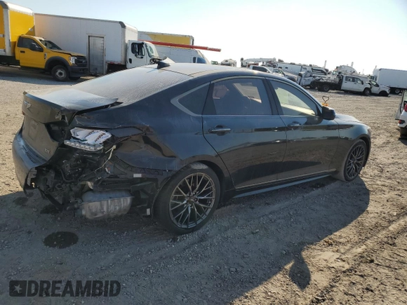 2019 Genesis G80 Sport with VIN KMHGN4JB6KU289917, listed as a Copart auction lot 75815714 with 45,346 mi miles and Salvage Title. Bid and sale history available at DreamBid. Image 3.