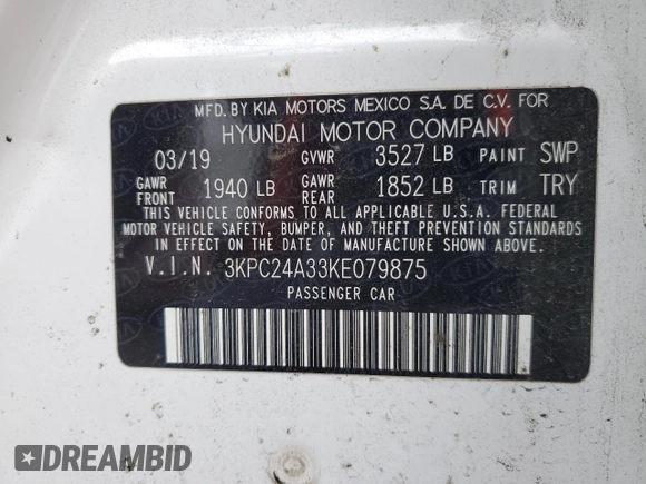 2019 Hyundai Accent SE with VIN 3KPC24A33KE079875, listed as a Copart auction lot 77388893 with 76,385 mi miles. Bid and sale history available at carsss.com. Image 12.