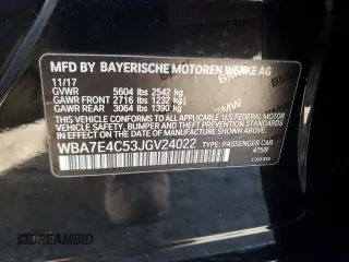 2018 BMW 7 Series 740i xDrive with VIN WBA7E4C53JGV24022, listed as a Copart auction lot 84907394 with 0 mi miles and Salvage Title. Bid and sale history available at carsss.com. Image 15.