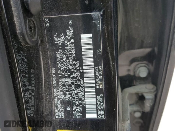 2010 Toyota Highlander Hybrid with VIN JTEBW3EH1A2040483, listed as a Copart auction lot 87002754 with 0 mi miles and Salvage Title. Bid and sale history available at carsss.com. Image 13.