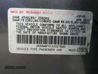 2010 Mitsubishi Lancer Evolution GSR with VIN JA32W8FV1AU027600, listed as a Copart auction lot 84328974 with 88,417 mi miles and Salvage Title. Bid and sale history available at DreamBid. Image 14.