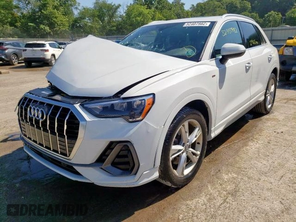 2019 Audi Q3 S line Premium with VIN WA1DECF32K1086294, listed as a Copart auction lot 60691102 with 29,165 mi miles and . Bid and sale history available at DreamBid. Image 2.
