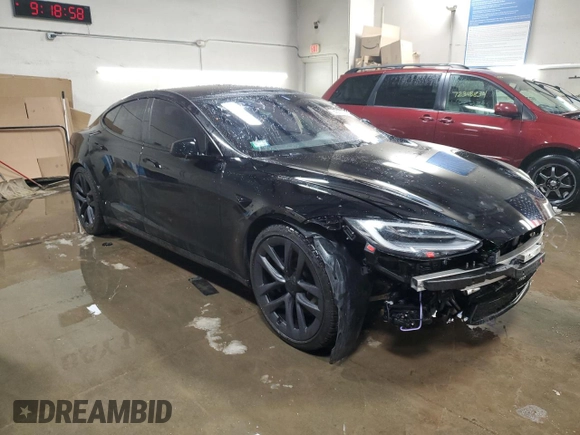 2022 Tesla Model S Plaid with VIN 5YJSA1E64NF466001, listed as a Copart auction lot 49312365 with Not Provided miles and Salvage Title. Bid and sale history available at carsss.com. Image 4.