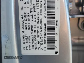 2009 Honda Accord LX-P с VIN 1HGCP26479A124449, выставлен на аукционе Copart как лот 56339215 с пробегом Не указан миль и Списание • Salvage title. История ставок и продаж доступна на DreamBid. Изображение 12.