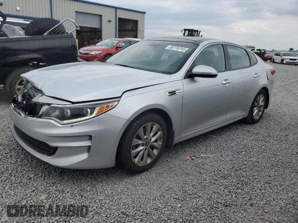 2016 Kia Optima EX with VIN 5XXGU4L38GG092788, listed as a Copart auction lot 58776745 with 164,850 mi miles and Salvage title. Bid and sale history available at DreamBid. Image 1.