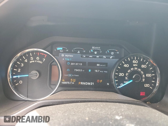 2017 Ford F-150 XL with VIN 1FTEW1EF6HKC22114, listed as a Copart auction lot 60992865 with 100,575 mi miles and Salvage title. Bid and sale history available at DreamBid. Image 9.
