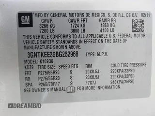 2011 Chevrolet Avalanche LS with VIN 3GNTKEE35BG252968, listed as a IAAI auction lot 42109433 with 117,352 mi miles and . Bid and sale history available at DreamBid. Image 9.