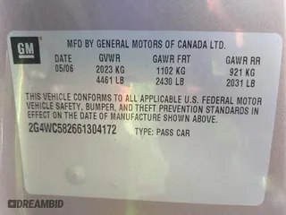 2006 Buick LaCrosse CX with VIN 2G4WC582661304172, listed as a IAAI auction lot 42038359 with 91,839 mi miles. Bid and sale history available at carsss.com. Image 9.