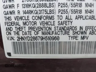2009 Acura MDX Tech Pkg with VIN 2HNYD28679H510960, listed as a IAAI auction lot 41630843 with 129,126 mi miles. Bid and sale history available at carsss.com. Image 9.