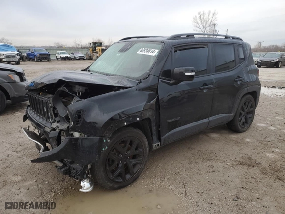 2017 Jeep Renegade Altitude with VIN ZACCJABH0HPG05936, listed as a Copart auction lot 86924814 with 0 mi miles and Salvage Title. Bid and sale history available at carsss.com. Image 1.