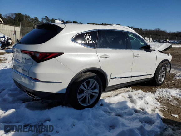 2022 Acura MDX with VIN 5J8YE1H35NL027498, listed as a Copart auction lot 82314854 with 57,209 mi miles and Salvage Title. Bid and sale history available at carsss.com. Image 3.