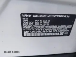 2024 BMW i5 M60 with VIN WBY43FK05RCR89416, listed as a IAAI auction lot 41263506 with 5,062 mi miles and . Bid and sale history available at DreamBid. Image 9.