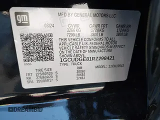 2024 Chevrolet Silverado 1500 LTZ with VIN 1GCUDGE81RZ298421, listed as a IAAI auction lot 41775039 with 6,900 mi miles and . Bid and sale history available at DreamBid. Image 9.
