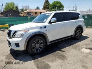 2017 Nissan Armada Platinum with VIN JN8AY2NE9H9704626, listed as a Copart auction lot 60294275 with 78,082 mi miles and Salvage title. Bid and sale history available at DreamBid. Image 1.