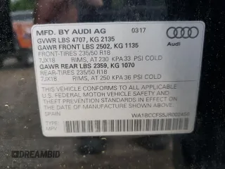 2018 Audi Q3 Premium with VIN WA1BCCFS5JR002456, listed as a Copart auction lot 54186015 with 213,226 mi miles and Clean Title. Bid and sale history available at carsss.com. Image 13.