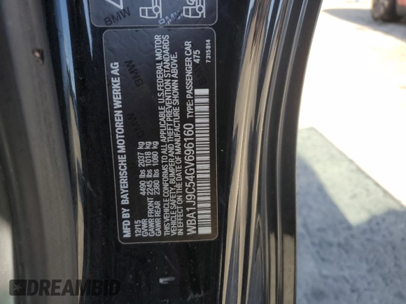 2016 BMW 2 Series M235i xDrive with VIN WBA1J9C54GV696160, listed as a Copart auction lot 52317365 with 0 mi miles and Salvage Title. Bid and sale history available at carsss.com. Image 12.