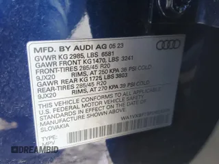 2023 Audi Q7 Prestige with VIN WA1VXBF73PD023206, listed as a Copart auction lot 86768134 with 8,271 mi miles and Salvage title. Bid and sale history available at DreamBid. Image 13.