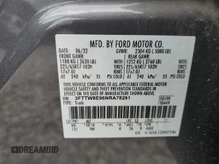2022 Ford Maverick XL with VIN 3FTTW8E96NRA78291, listed as a Copart auction lot 50961575 with 18,740 mi miles and Salvage Title. Bid and sale history available at DreamBid. Image 14.
